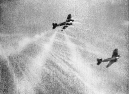 Spitfire atakuje bombowce He 111